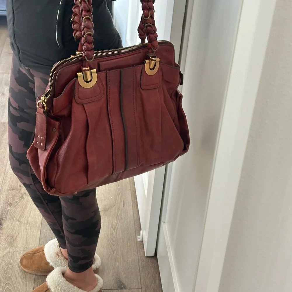 Chloe Deep Red Leather Shoulder Bag